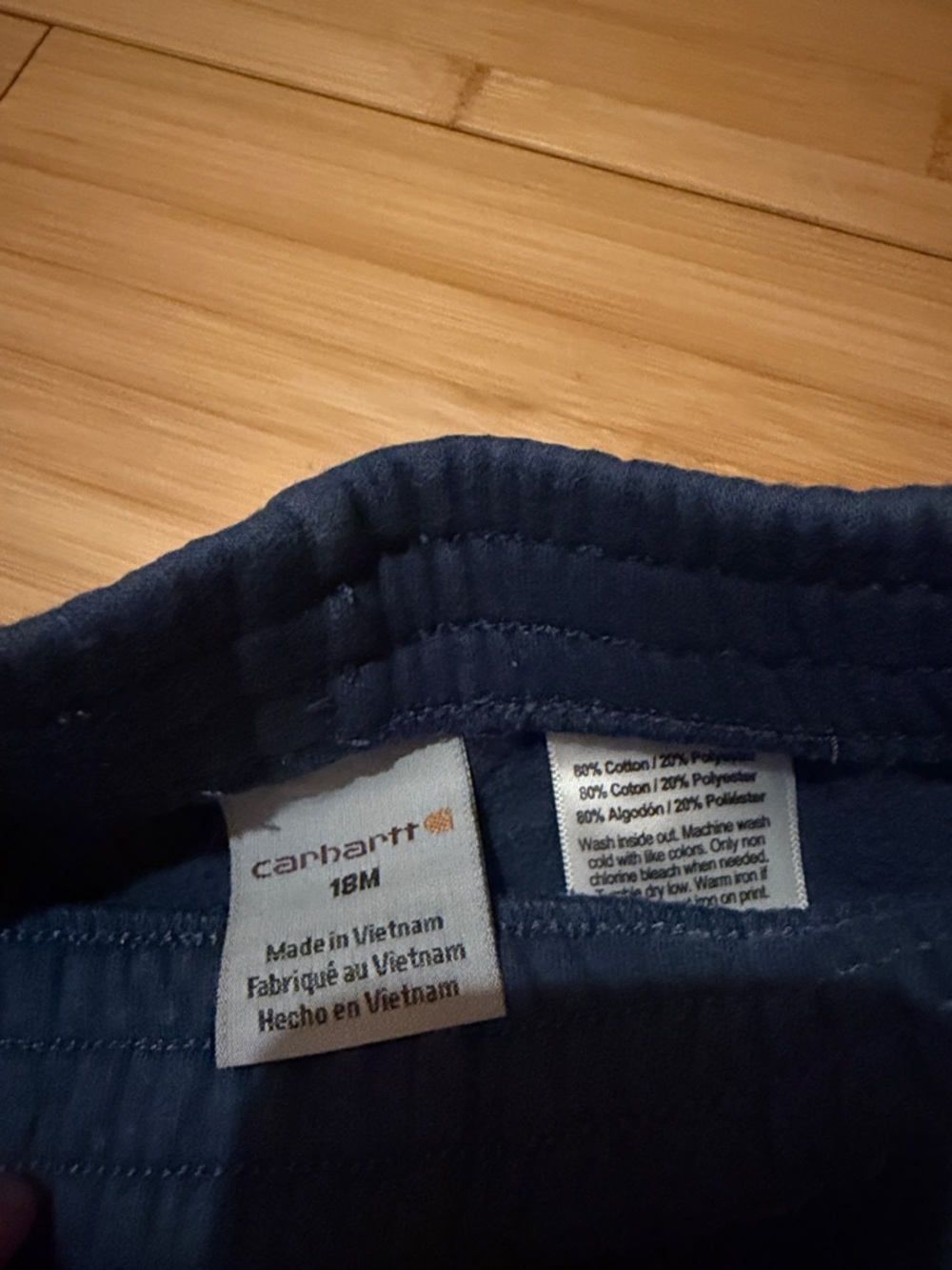 Carhartt Kids Dark Blue Logo Sweatpants with Elastic Waist - Picture 2 of 3